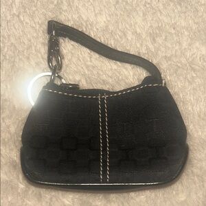 Mini Black Canvas and Leather Bag Keychain